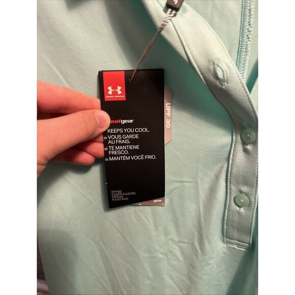 Under Armor heatgear Shirt Womens Medium Light Teal Short Sleeve A113 - Picture 4 of 5